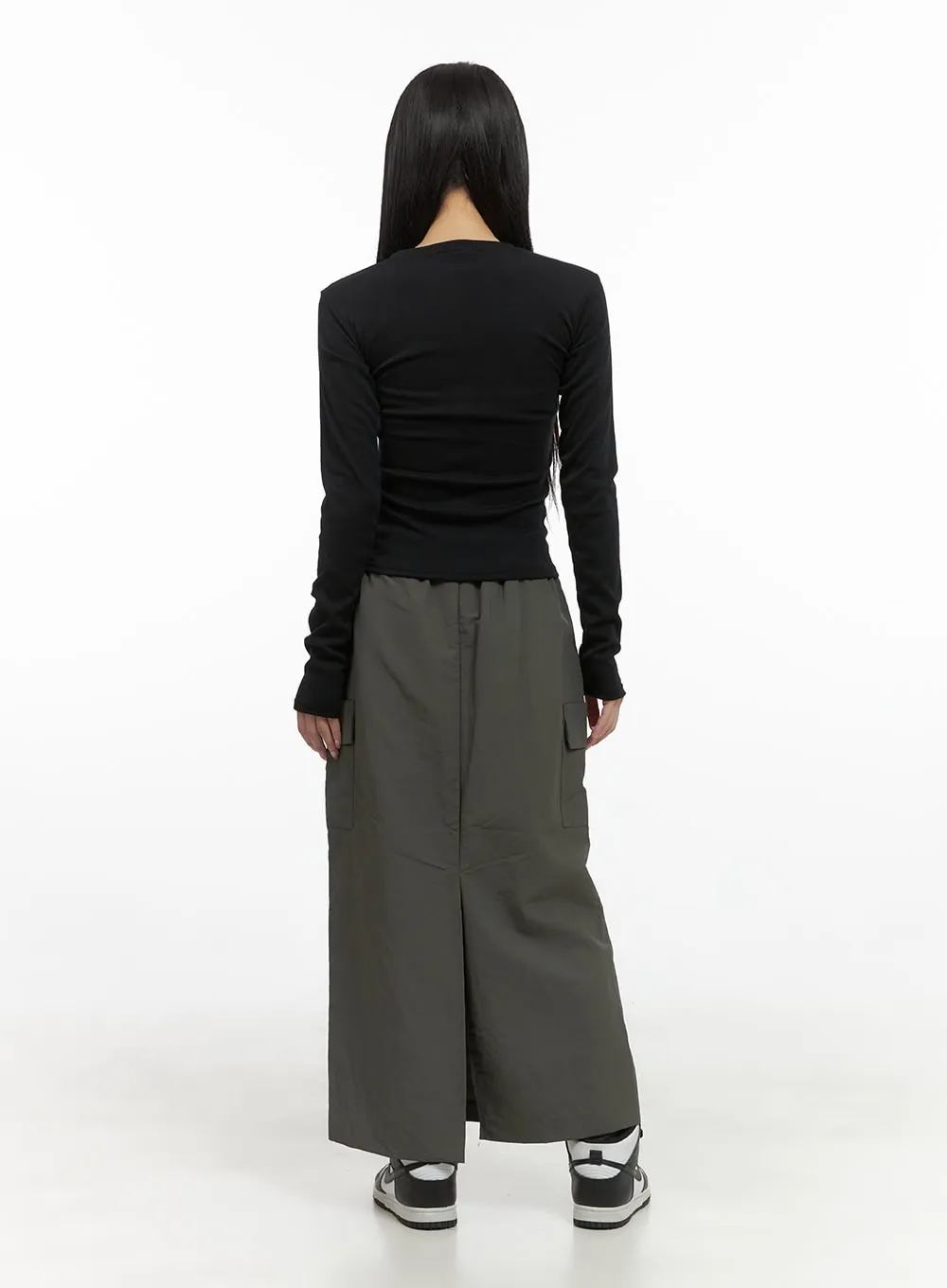 Cargo Nylon Maxi Skirt CS403