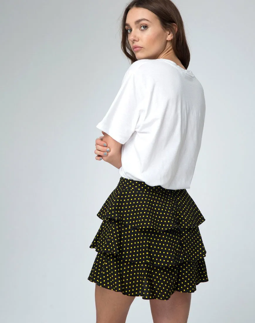 Casseyette Skirt in Yellow and Black Polka Dot