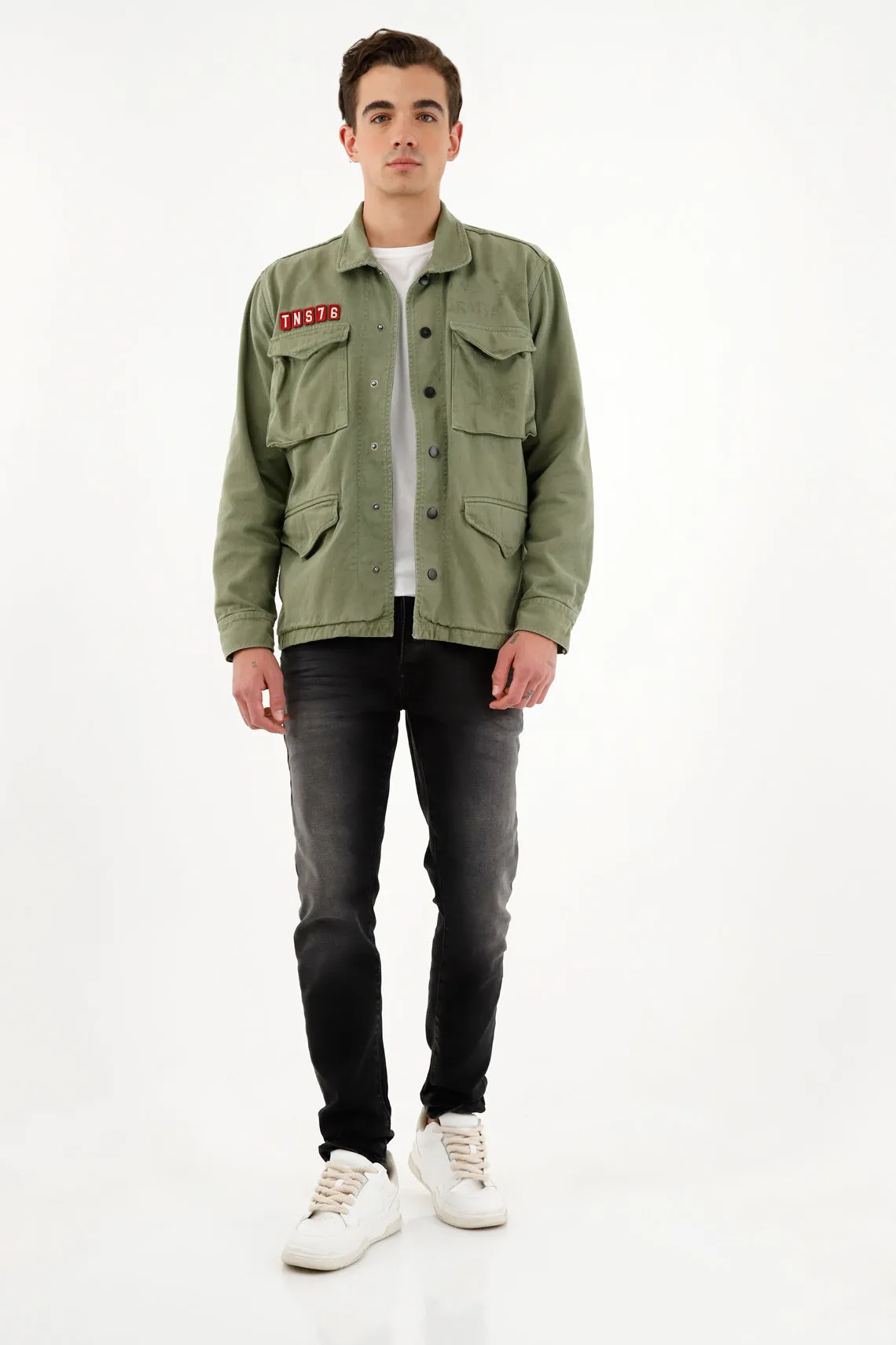 Chaqueta tipo Parka verde para hombre