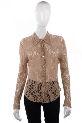 Charlotte Halton Contemporary Design Lace Shirt Cream Size 14