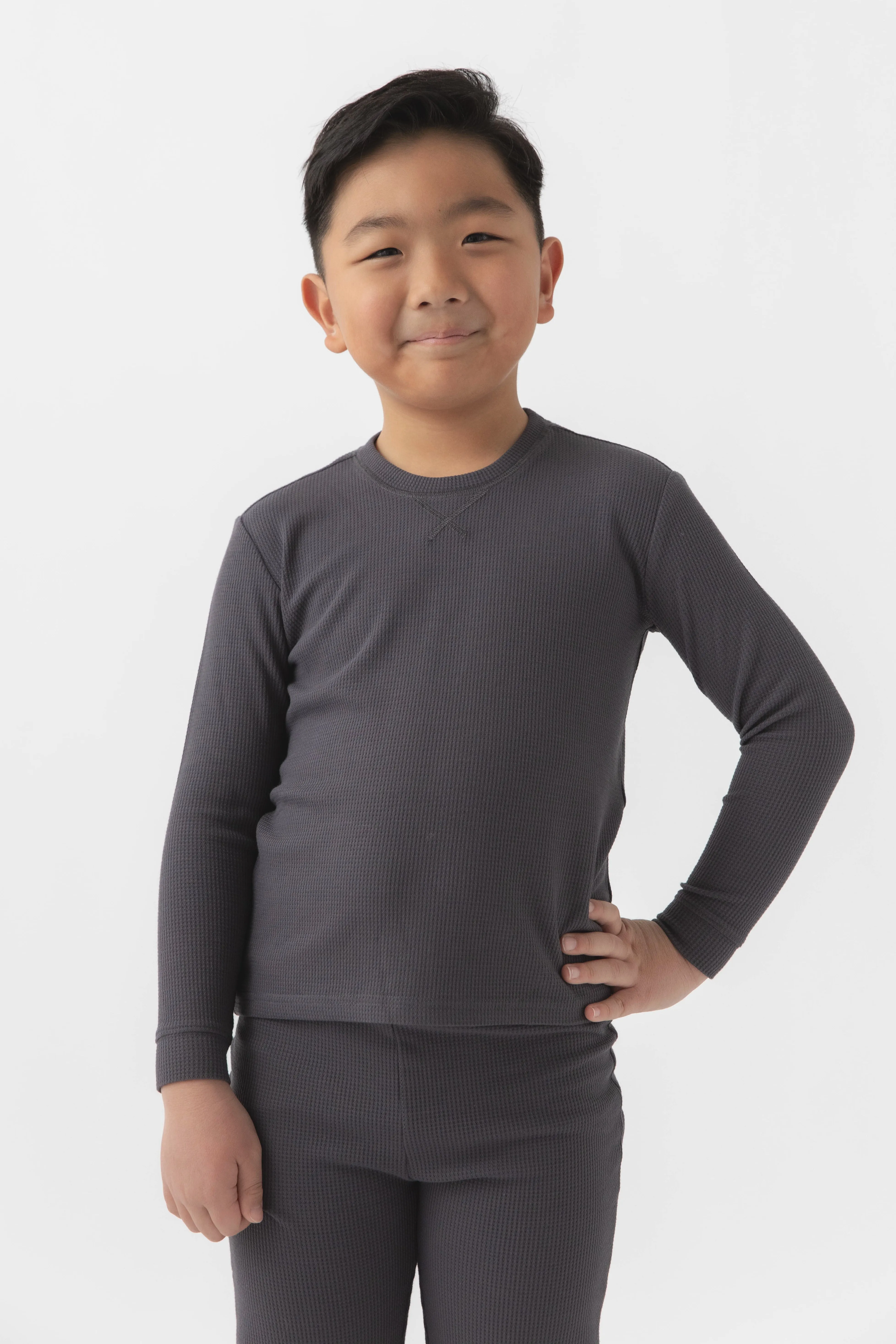 Children's Bamboo Waffle Knit Base Layer Long Sleeve