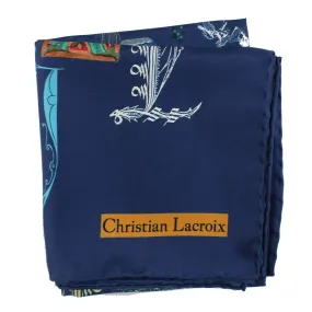 Christian Lacroix Scarf Navy Letters Design- Twill Silk 27 Inch Square Foulard SALE