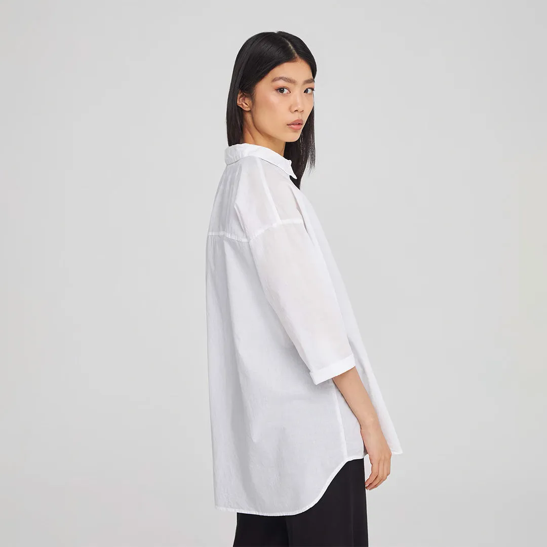 Classic Collar Long Sleeve Maxi Shirt