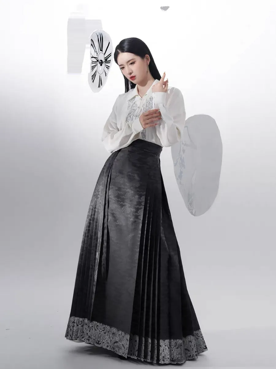 Cloudy Modern Ming Style Mamian Skirt Hanfu