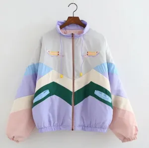 Colorblocked cotton coat