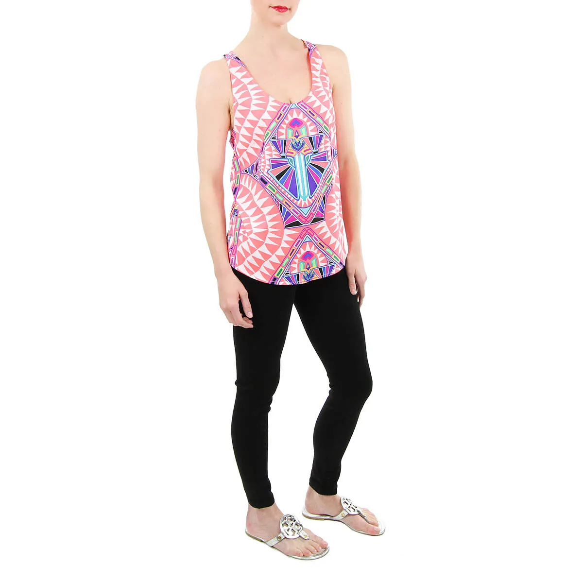 Cosmic Print Racerback Top - Black