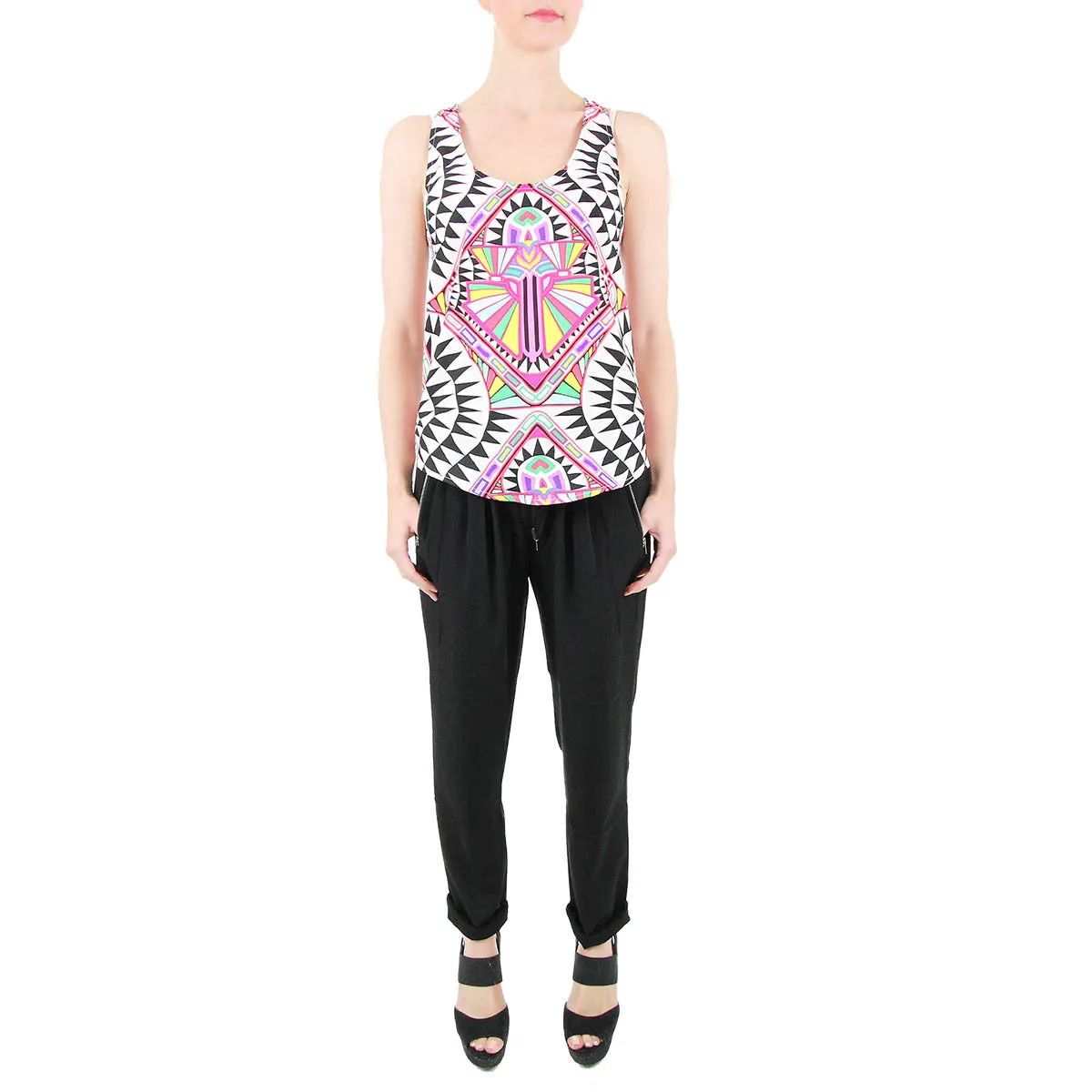 Cosmic Print Racerback Top - Black