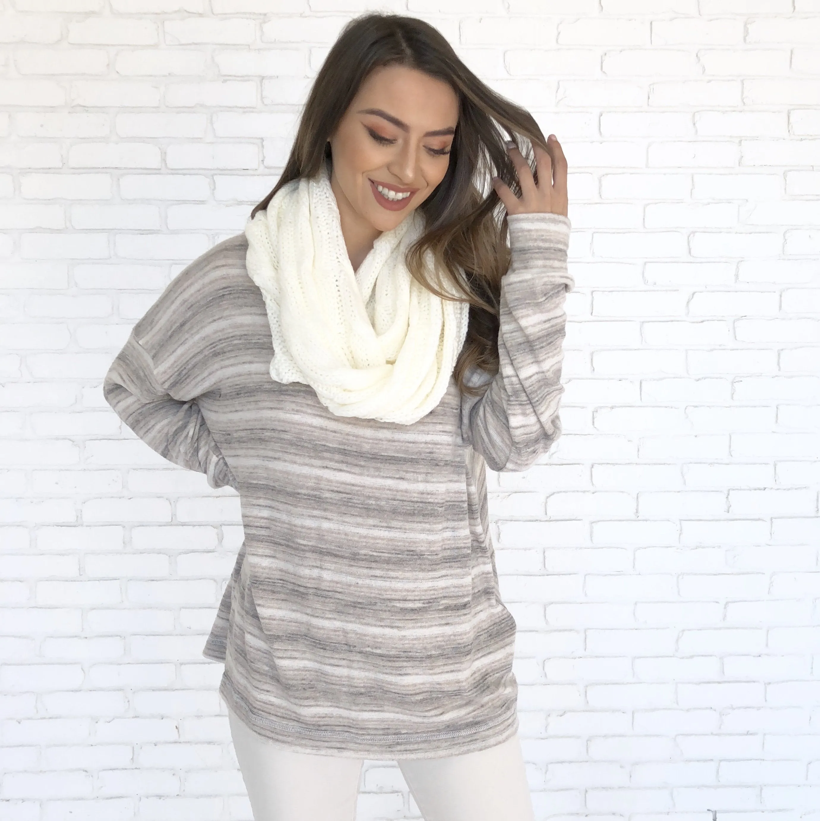 Cozy Knit Infinity Scarf in Ivory