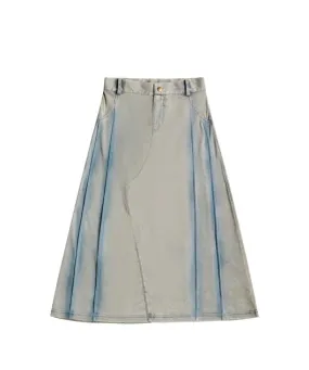 Crew Kids Blue Denim Pintuck Maxi Skirt