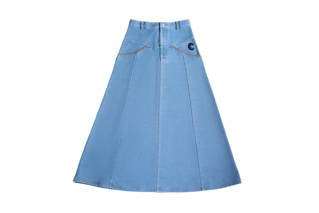 Crew Kids Light Blue Denim Stitched Maxi Skirt