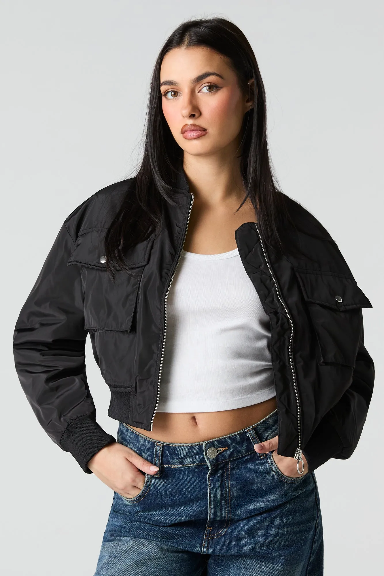 Cropped Bomber Jacket