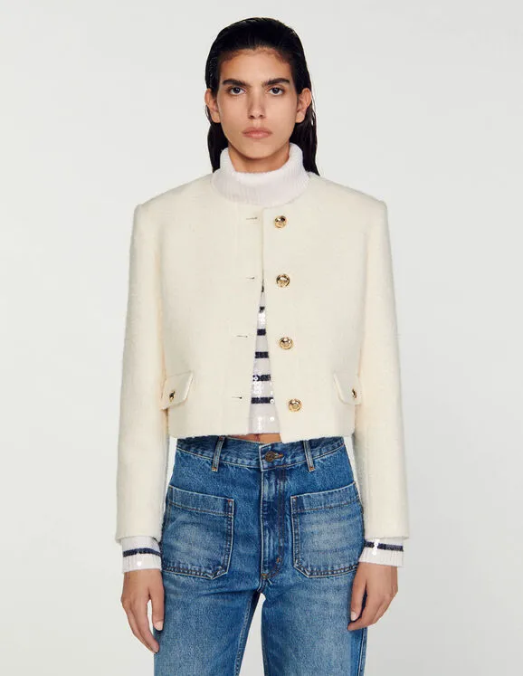 Cropped Bouclé Wool Jacket