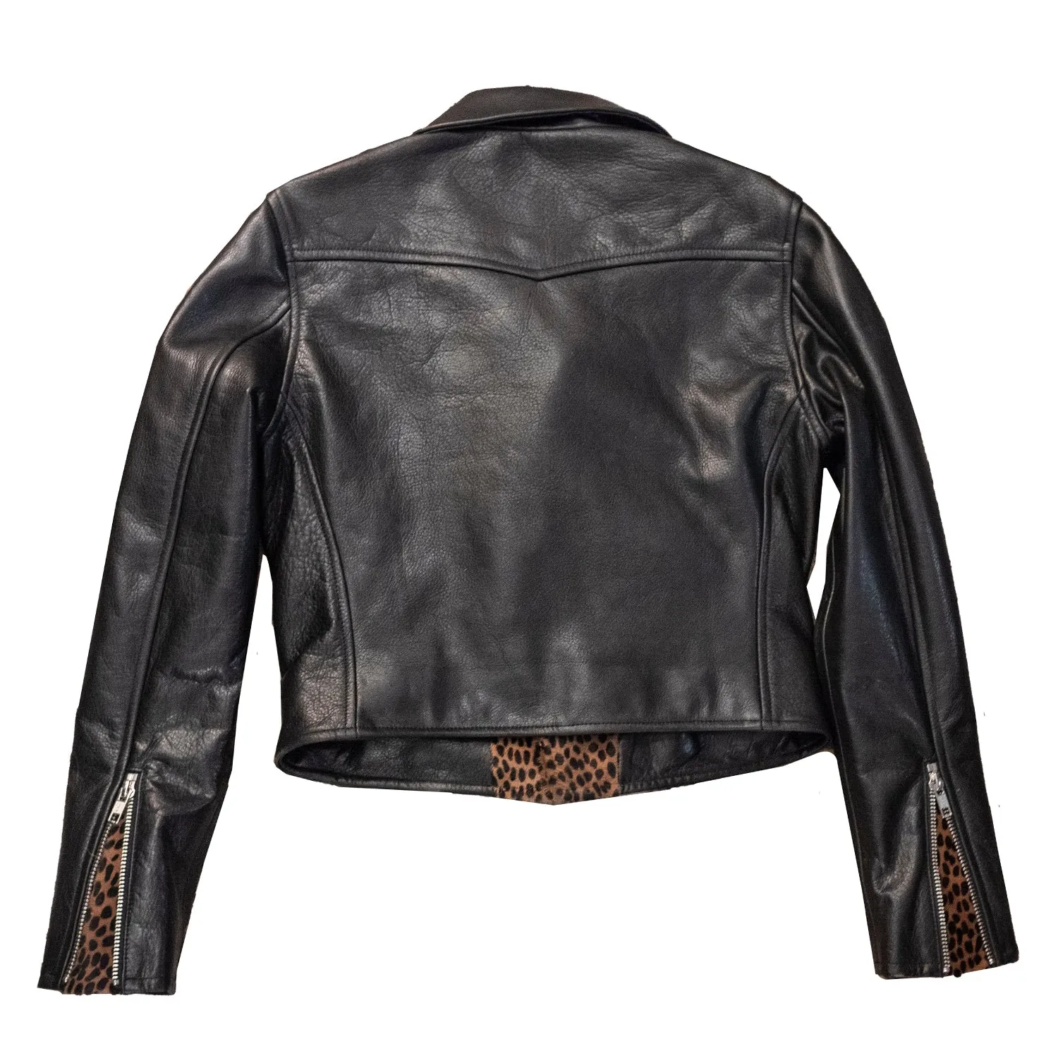 CROPPED BOWERY JACKET - Black & Cheetah