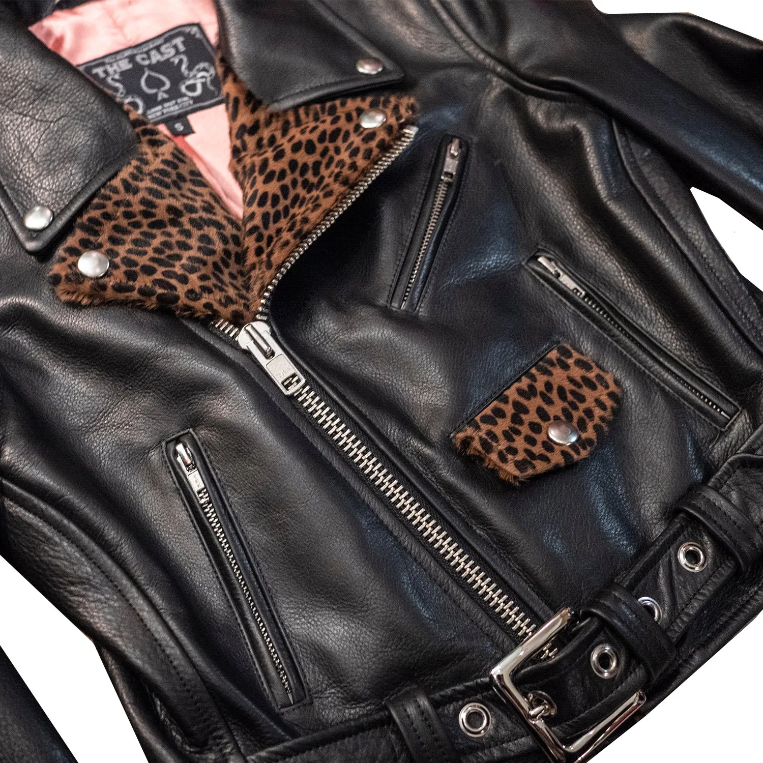 CROPPED BOWERY JACKET - Black & Cheetah