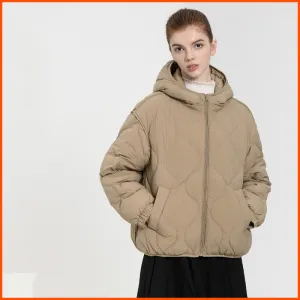 Cropped Quilted Hooded Down Jacket