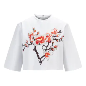 Cropped TOP sweatshirt  SW2150M - in white milano