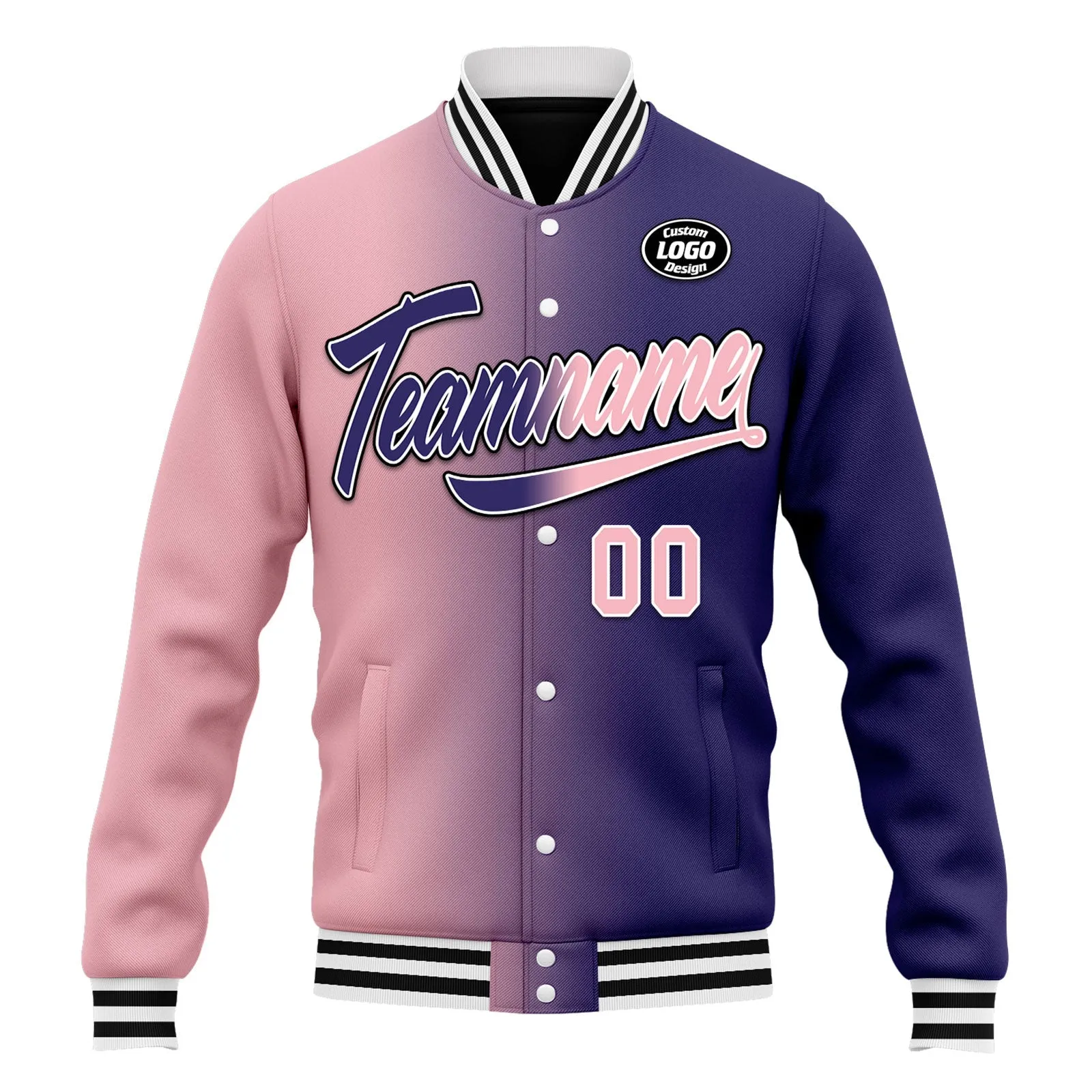 Custom Gradient Fashion Jacket Bomber Full-Snap Varsity Letterman Personalized Jacket FZ005-D028015-19