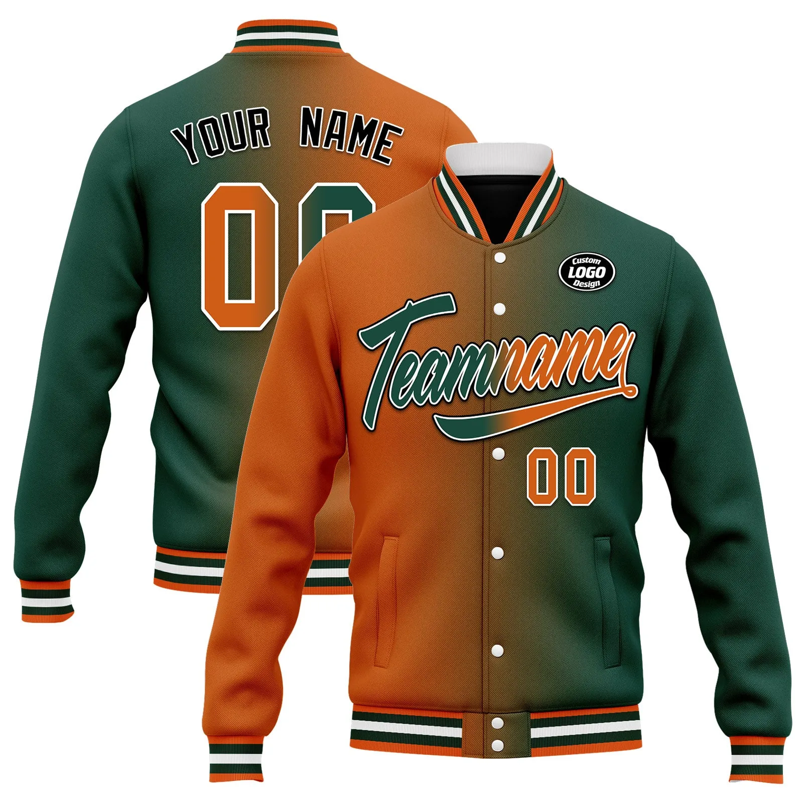 Custom Gradient Fashion Jacket Bomber Full-Snap Varsity Letterman Personalized Jacket FZ005-D028015-7