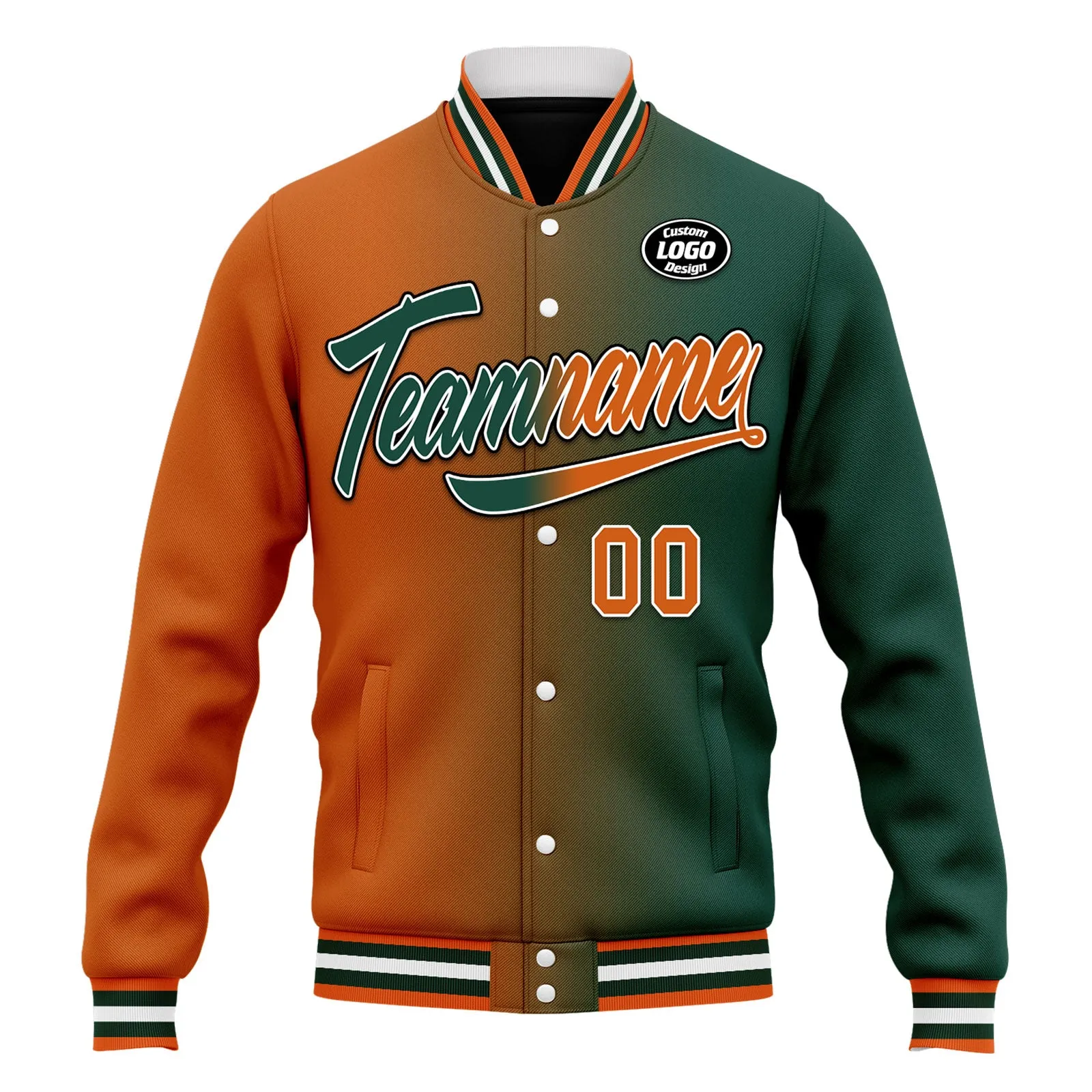 Custom Gradient Fashion Jacket Bomber Full-Snap Varsity Letterman Personalized Jacket FZ005-D028015-7