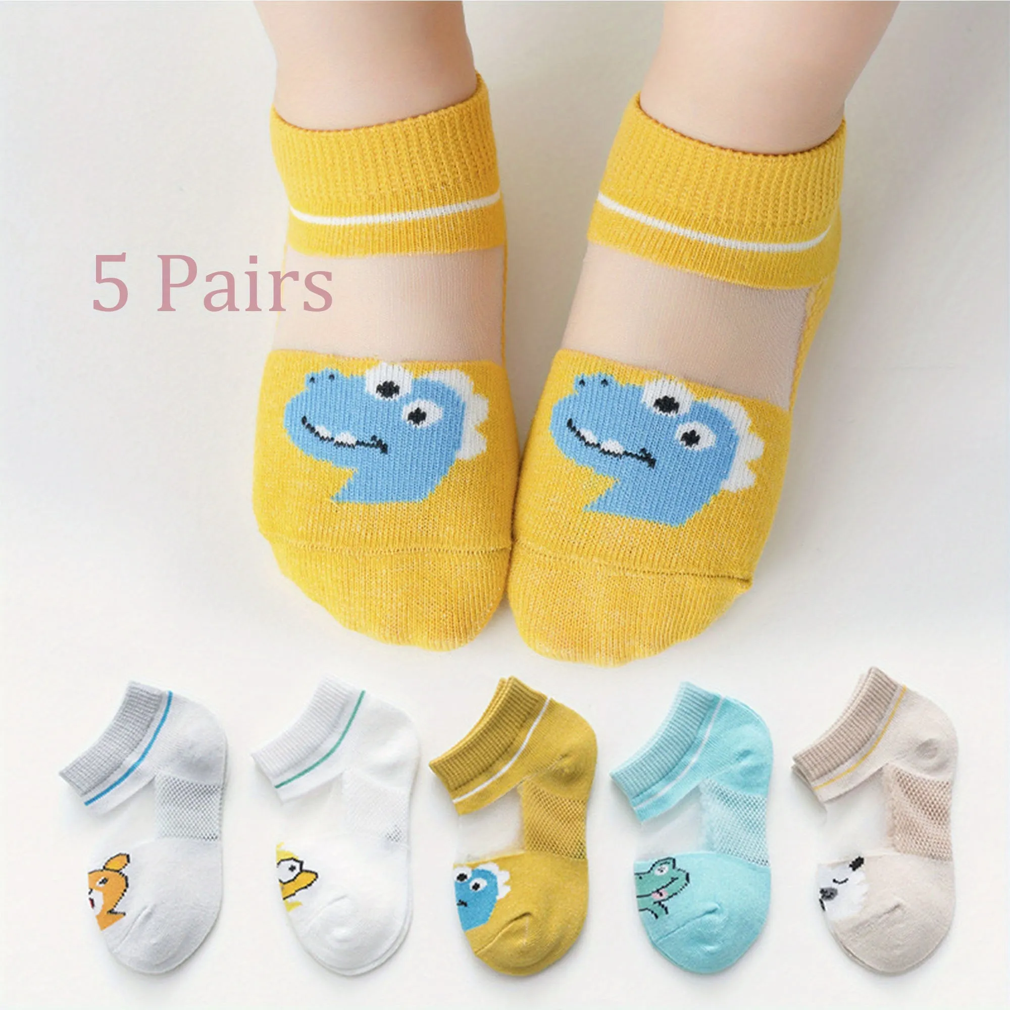 Cute Mesh Breathable Crew Socks for Kids 114Years Old