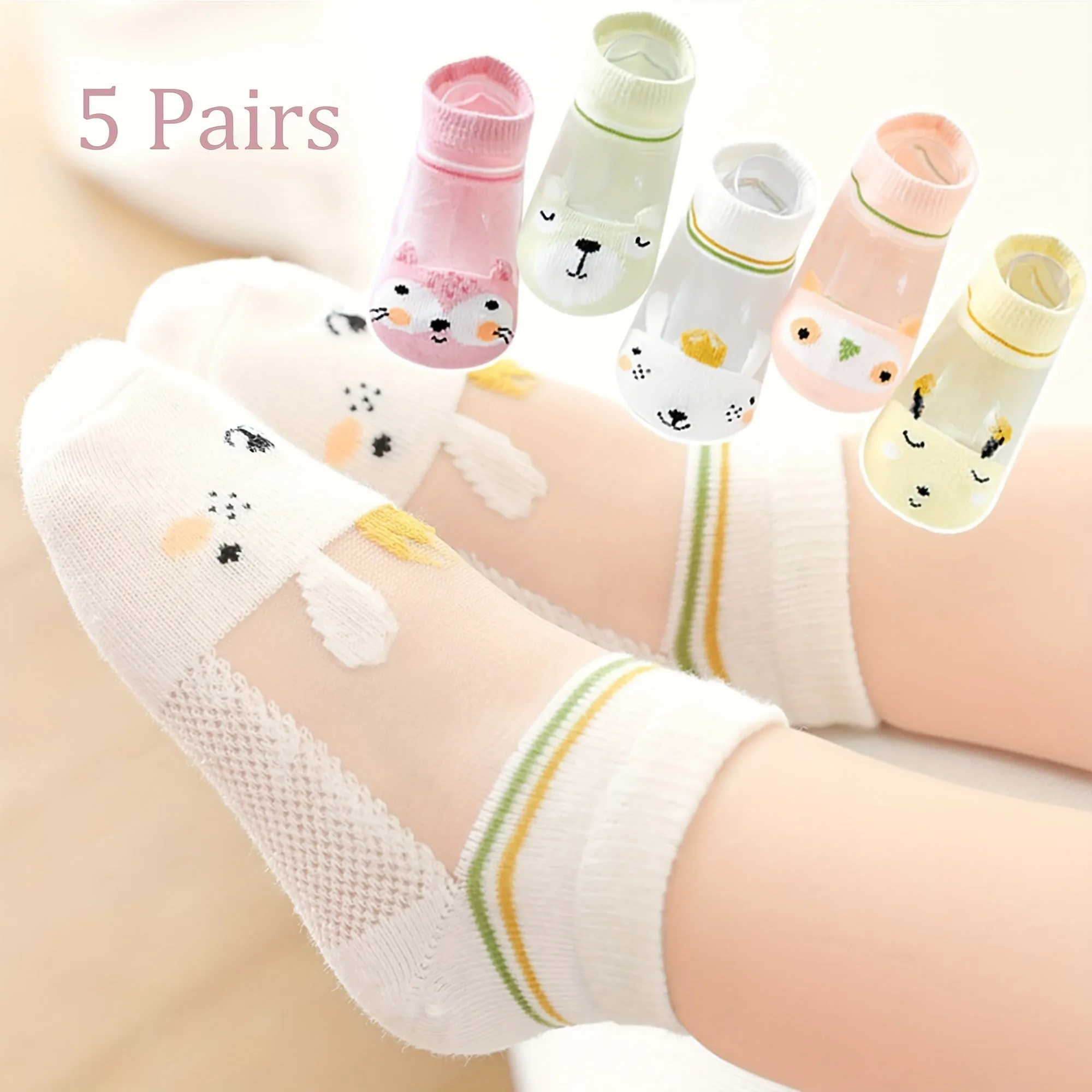 Cute Mesh Breathable Crew Socks for Kids 114Years Old