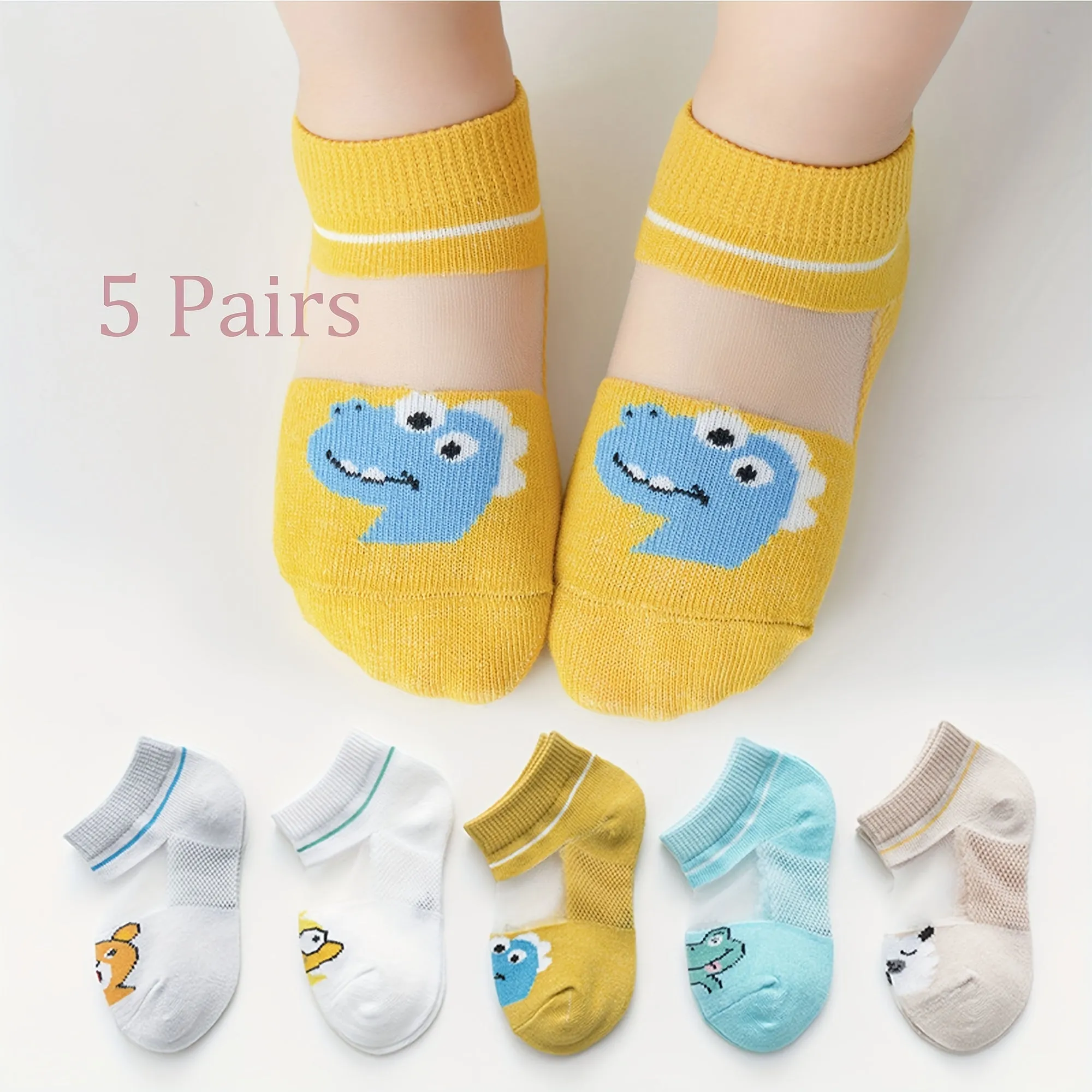 Cute Mesh Breathable Crew Socks for Kids 114Years Old