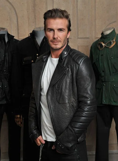 David Genuine Leather Biker Jacket Black