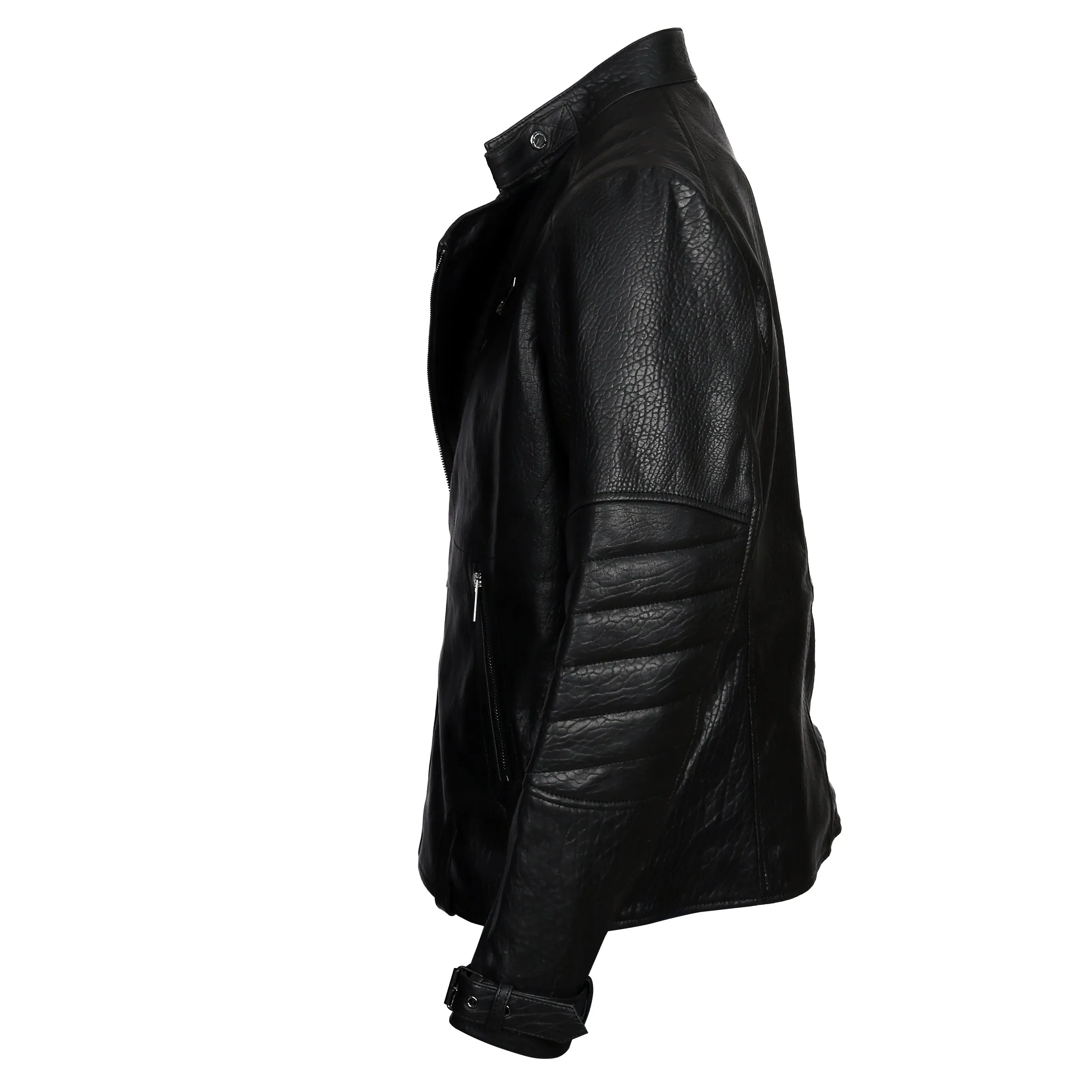 David Genuine Leather Biker Jacket Black