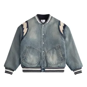 Denim Lightning Varsity Jacket 'Dark Indigo'