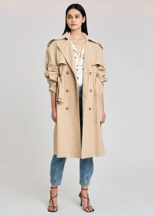 Derek Lam 10 Crosby - Remington Rib Mixed Trench Coat in Khaki