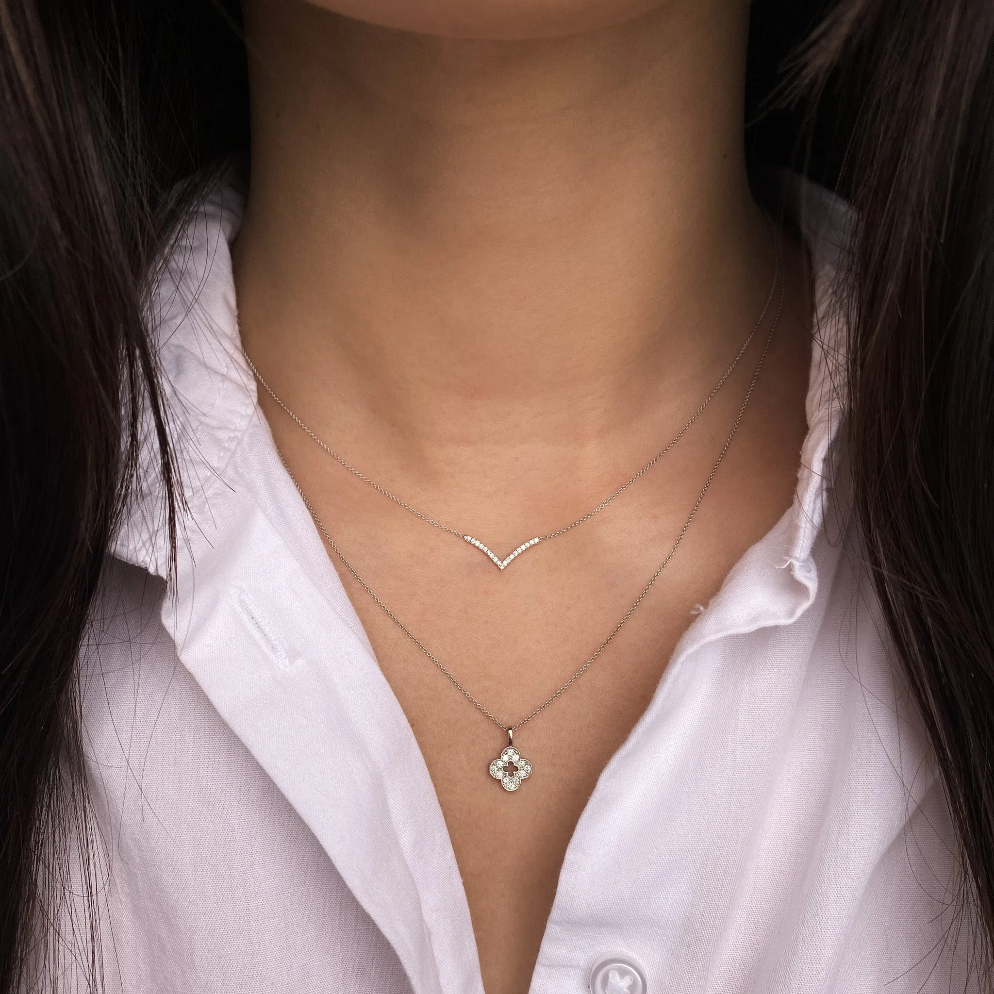 Diamond Pave V-Shape Necklace