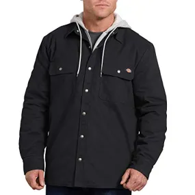 Dickies mens Relaxed Fit Hooded Duck Shirt Quilted Jacket, Black, Large US