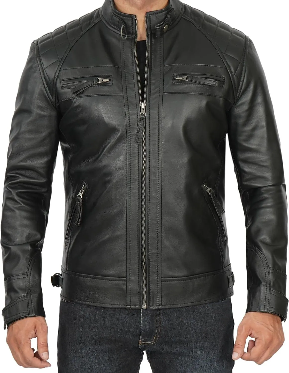 Distressed Brown Motorcycle Leather Jacket