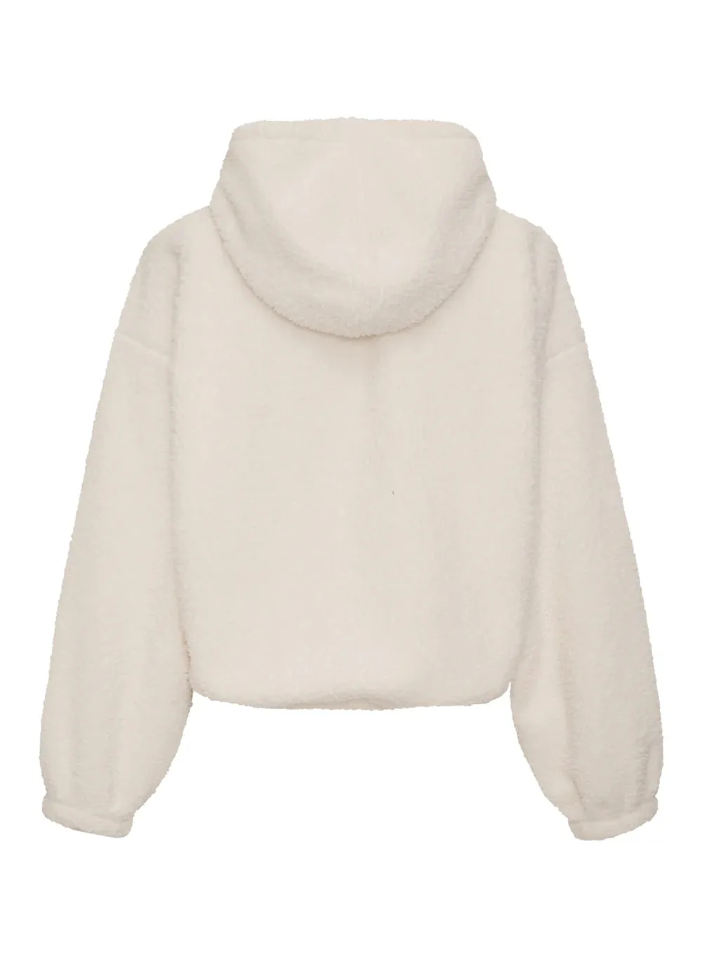 Double Face Sherpa Hooded Zip Jacket Cream