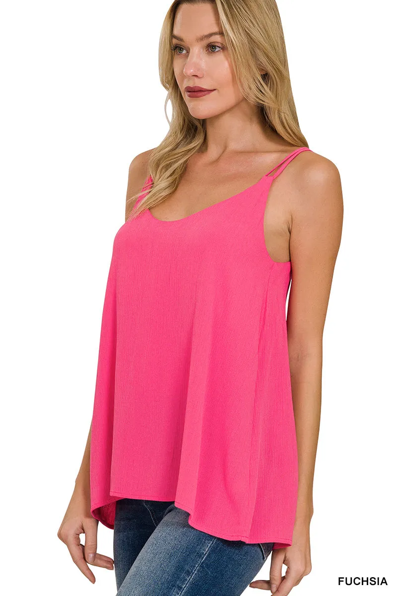 Double Strap V-Neck Cami - Fuchsia