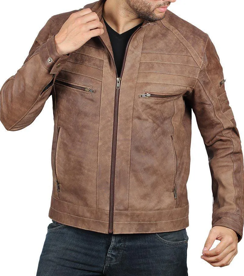 Douglas Men's Classic Brown Leather Jacket