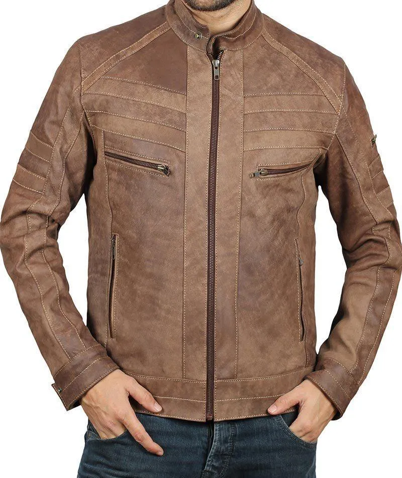 Douglas Men's Classic Brown Leather Jacket