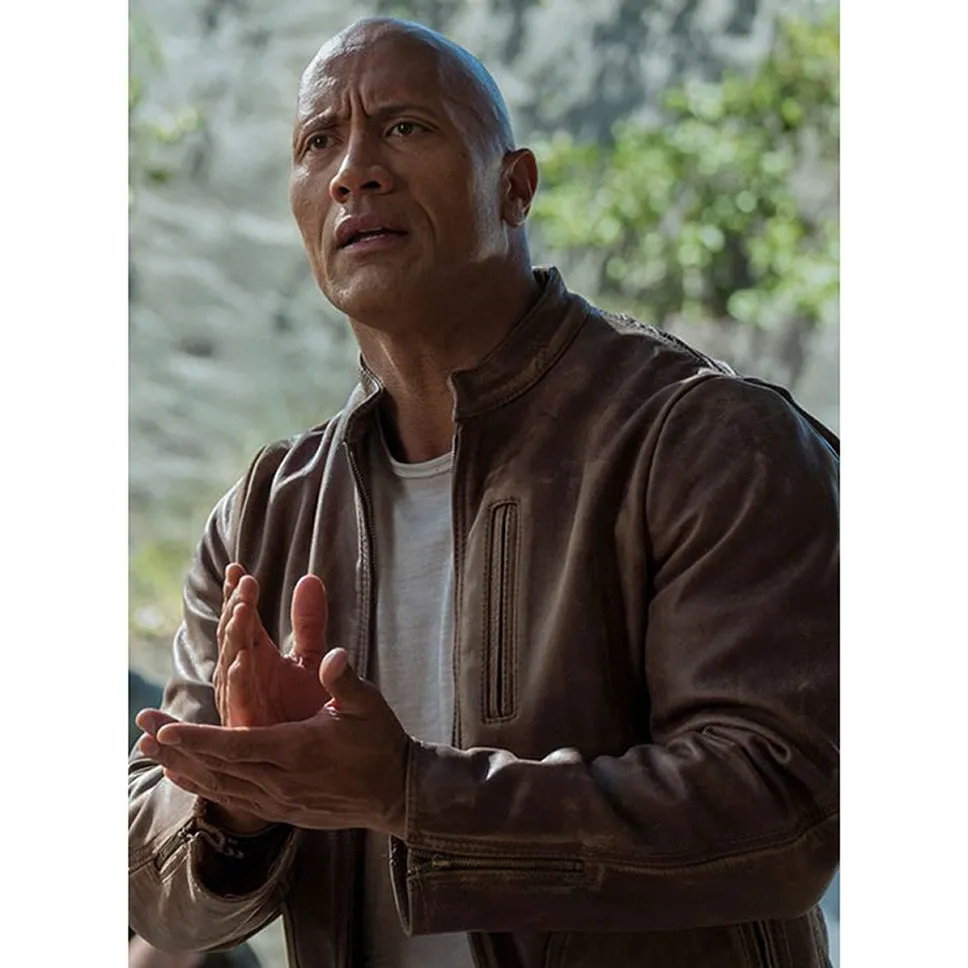 Dwayne Johnson Real Leather Jacket Brown