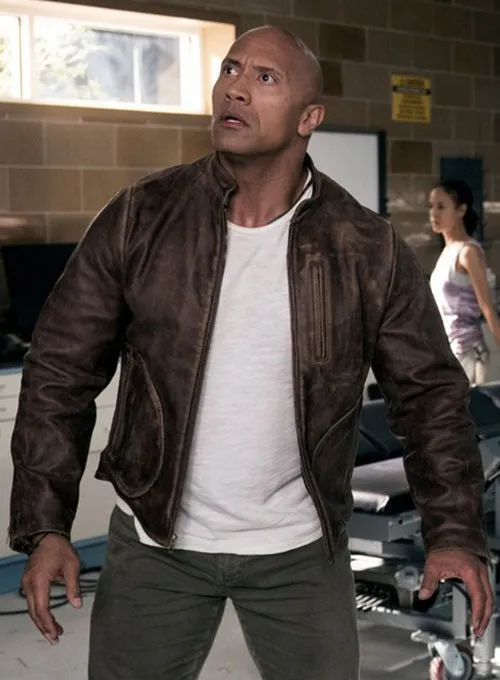 Dwayne Johnson Real Leather Jacket Brown