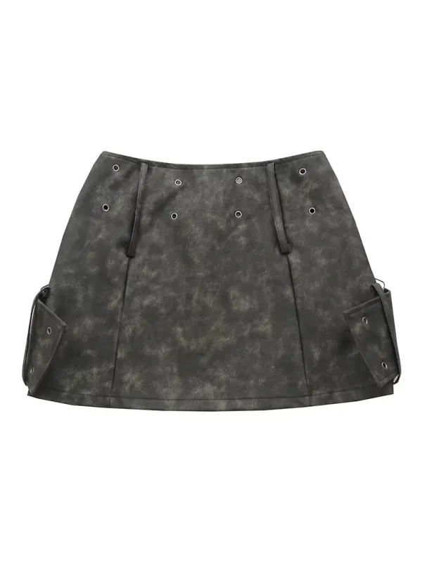 Edgy Faux Suede Rebel Mini Skirt