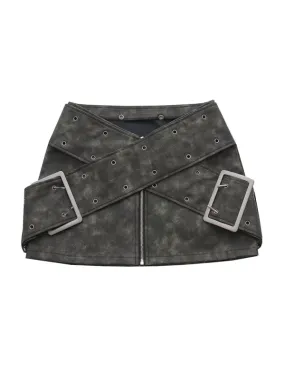 Edgy Faux Suede Rebel Mini Skirt