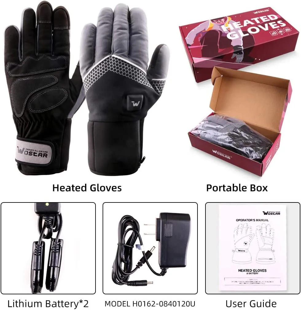 Electric Heated Gloves for Men Women with 3 Heating Levels Heated Gloves Touchscreen Waterproof Skiing Snowboarding Gloves