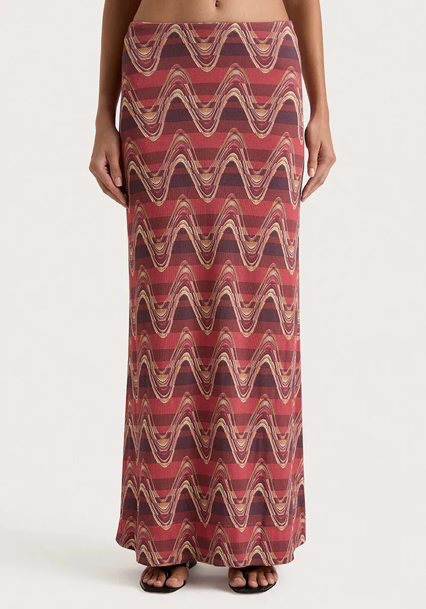 ELINA MAXI SKIRT - RIPPLE WINE