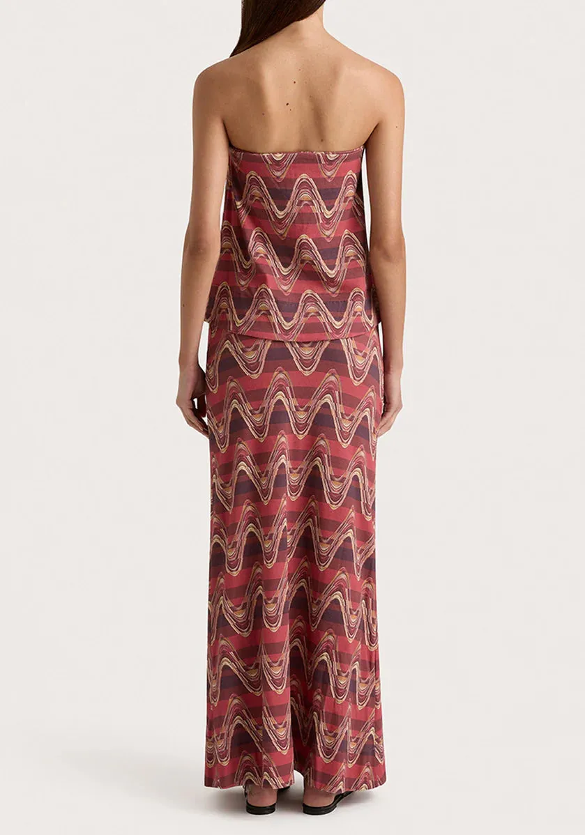 ELINA MAXI SKIRT - RIPPLE WINE