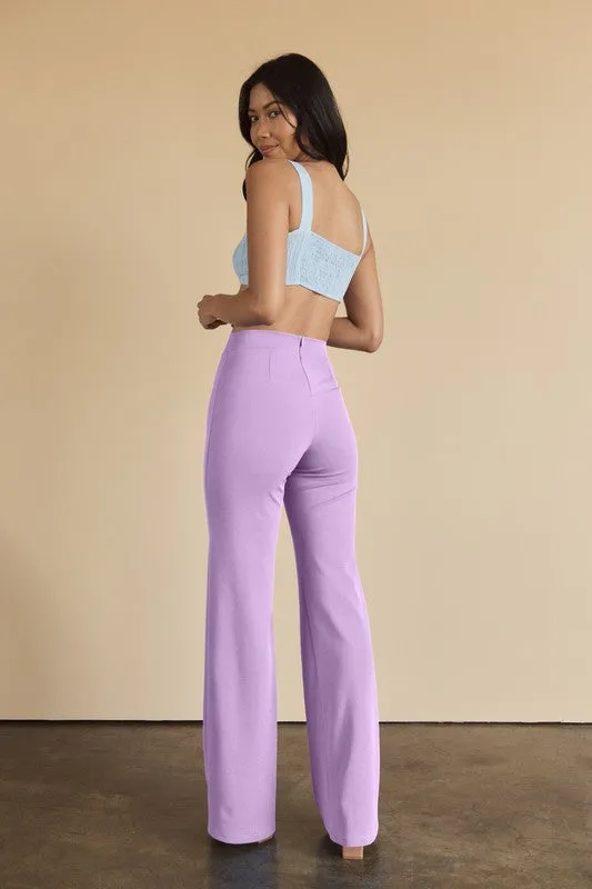 Elysa high-waisted pants (Lilac)