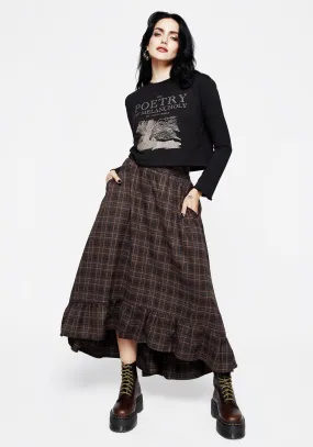 Embla Check Ruffle Maxi Skirt