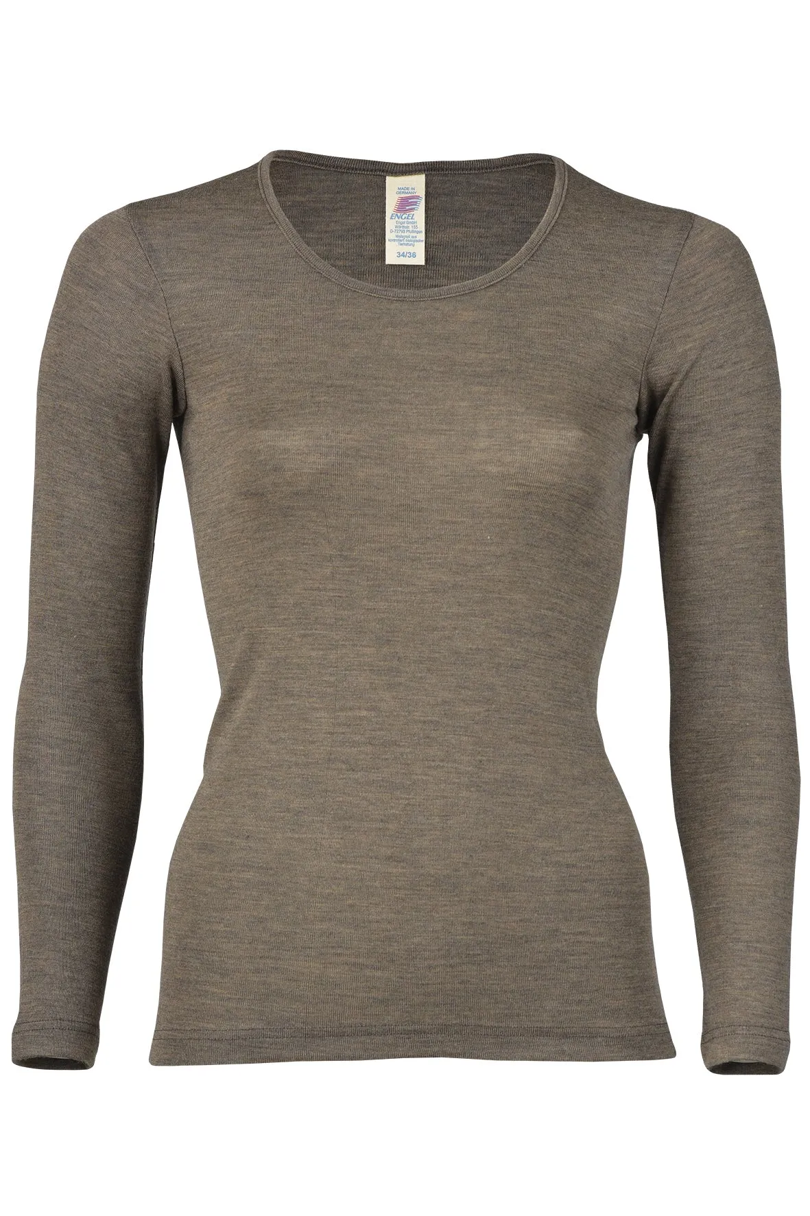 Engel Women Long Sleeve Shirt with Round Neck, Merino Wool/Silk