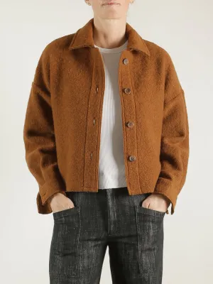 Esme Crop Shirt Jacket in Italian Wool - Chestnut