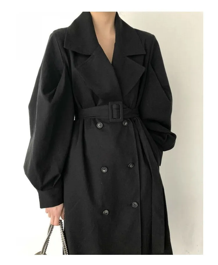 Fall /Autumn Casual Vintage Double Breasted Simple Classic Long Trench Coat