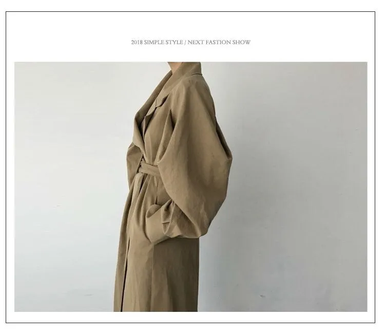 Fall /Autumn Casual Vintage Double Breasted Simple Classic Long Trench Coat